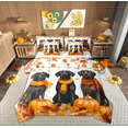 thumbnail image 1 of Manfei Kawaii Black Dog Twin Bedding Sets 7-Piece, Harvest Autumn Pumpkin Bedding Comforter Set, Teen Boy Girl Kid Reversible Sheet Sets, Microfiber Bedroom Decor, 1 of 7