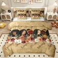 thumbnail image 1 of Manfei Kawaii Black Princess Bedding Comforter Set 7 Pieces, Unique Lovely Girls Full Bedding Set, Romantic Rustic Flower Fitted Sheet Flat Sheet, Luxury Bedroom Decor, 1 of 7