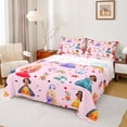 thumbnail image 1 of Manfei Kawaii Black Princess Full Size Sheets,Cartoon Castle Bed Sheets,Multicolor Stars Print Sheet Sets For Girl Teens,Ultra Soft Home Decor,4pcs, 1 of 7