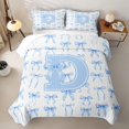thumbnail image 1 of Manfei Kawaii Blue Bow Twin Quilt Set For Girls,Dreamy Letter D Personalized Initial Twin Coverlet Set For Kids,2pcs, 1 of 7