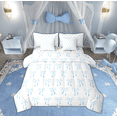 thumbnail image 1 of Manfei Kawaii Blue Bowknot Bedding Comforter Set 7-Piece for Kids, Cute Princess Bow King Bedding Sets, Cartoon Bow-tie Reversible Bed Sheets, Ultra Soft Home Decor, 1 of 7