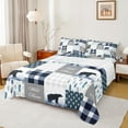 thumbnail image 1 of Manfei Kawaii Blue Buffalo Bed Sheets for Kids, Art Abstract Patchwork King Sheets, Rustic Farmhouse Bear Sheet Set, Luxury Bedroom Decor, 4 Pieces, 1 of 7