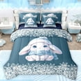 thumbnail image 1 of Manfei Kawaii Blue Rabbit Twin Bedding Sets 7-Piece for Girl, Winter Christmas Snowflake Bedding Comforter Set, Cute Bunnies Animal Reversible Sheet Sets, Ultra Soft Bedroom Decor, 1 of 8