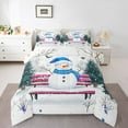 thumbnail image 1 of Manfei Kawaii Blue Snowman Queen Comforter Set for Kids, Rustic Xmas Tree Bedding Sets, Merry Christmas Reversible Bedding Comforter Set, Lightweight Room Decor, 3-Piece, 1 of 8