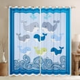 thumbnail image 1 of Manfei Kawaii Blue Whale Curtains Pack of 2 (42x84 Each) for Teen, Cartoon Ocean Waves Curtains Blackout, Cute Sealife Animal Bedroom Curtains, Black Out Curtains Home Decor, 1 of 6