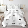 thumbnail image 1 of Manfei Kawaii Bow 7-Piece Twin Bedding Sets,Geometric Stripes Bedding Comforter Set,Black White Breathable Sheet Sets,Microfiber Cartoon Bedroom Decorative,Reversible, 1 of 7