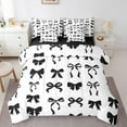 thumbnail image 1 of Manfei Kawaii Bow Bed in a Bag Twin Size,Girls Bow Knot Bed Set,White Black Bedding Twin Size,Breathable Bedroom Decorative Reversible,7 Pieces, 1 of 7