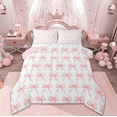 thumbnail image 1 of Manfei Kawaii Bow Bedding Comforter Set,Girls Bow Knot Twin Comforter Sets,Pink White Bedding Set,Breathable Bedroom Decorative Reversible,2pcs, 1 of 8