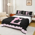 thumbnail image 1 of Manfei Kawaii Bow Bowknot Bed Sheets,First Letter E King Sheets,black pink Sheet Set For Girls,Super Cozy Room Decor,4 Pieces, 1 of 7