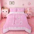thumbnail image 1 of Manfei Kawaii Bow Bowknot Bedding Comforter Set,Pink Sequin Print Twin Comforter Sets,First Letter E Bedding Set For Girls,Super Cozy Room Decor Reversible,2pcs, 1 of 8