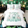 thumbnail image 1 of Manfei Kawaii Bow Ghost Queen Bedding 7pcs, Happy Halloween Floral Pumpkin Bedding Comforter Set Queen, Green White Pink,Reversible, 1 of 7