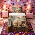 thumbnail image 1 of Manfei Kawaii Bow Ghost Twin Sheets 3pcs, Halloween Romantic Rose Autumn Leaves Bedding, Brown Orange Pink,1 Fitted Sheet, 1 Flat Sheet and 1 Pillowcase, 1 of 5