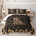 thumbnail image 1 of Manfei Kawaii Bow Letter K Monogrammed Quilt King for Teens Girls,Vintage Cheetah Print Alphabet King Coverlet Set for Female, 1 of 7