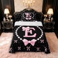 thumbnail image 1 of Manfei Kawaii Bow Personalized Initial E Twin Sheet Sets 3pcs for Girls,Cartoon Pearl Bowknot Alphabet Bedding for Kids Teens,Lightweight Room Decor, 1 of 5