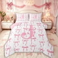 thumbnail image 1 of Manfei Kawaii Bow Personalized Initial J Full Size Comforter Sets 3 Pieces for Girls,Vintage Polka Dots Bowknot Bedding Sets for Kids Teens,Pink Reversible,Lightweight Room Decor, 1 of 6