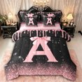 thumbnail image 1 of Manfei Kawaii Bow Personalized Initial A Twin Bedding Sets 7-Piece for Girls,Gradient Glitter Print Bedding Comforter Set for Kids Teens,Pink Reversible,Ultra Soft Home Decor, 1 of 7