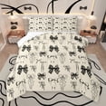 thumbnail image 1 of Manfei Kawaii Bow Queen Comforter Set, Cute Cartoon Ribbon Bedding Sets, Teens Kids Girls Women Reversible Bedding Comforter Set, Lightweight Room Decor, 3 Pieces, 1 of 9