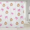 thumbnail image 1 of Manfei Kawaii Bow Rabbit Shower Curtain 72Wx72L,Cartoon Animal Bathroom Curtain, 1 of 5