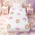 thumbnail image 1 of Manfei Kawaii Bow Rabbit Twin Fitted Sheet,Cartoon Animal Bedding,2pcs,1 Fitted Sheet and 1 Pillowcase, 1 of 6