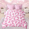 thumbnail image 1 of Manfei Kawaii Bow Tie 7-Piece Twin Bedding Sets,Cute Bowknot Ribbon Bedding Comforter Set,Pink White Sheet Sets For Girls Teens,Breathable Home Decor Reversible, 1 of 8