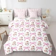 thumbnail image 1 of Manfei Kawaii Bow Tie Bedding Comforter Set 7-Piece,Chic Christmas Snowmen King Bedding Sets,Pink White Bed Sheets For Boys Girl,Luxury Bedroom Decor Reversible, 1 of 8