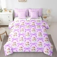 thumbnail image 1 of Manfei Kawaii Bow Tie Bedding Comforter Set 7pcs,Chic Christmas Snowmen Queen Bedding Sets,Purple White Queen Sheet Sets For Boys Girl,Luxury Bedroom Decor Reversible, 1 of 8