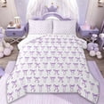 thumbnail image 1 of Manfei Kawaii Bow Tie Bedding Comforter Set,Princess Bowknot Bow Twin Comforter Sets,Purple White Bedding Set For Girl Kids,Luxury Bedroom Decor Reversible,2pcs, 1 of 7