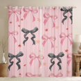 thumbnail image 1 of Manfei Kawaii Bow Tie Black Out Curtains,Cute Bowknot Ribbon Curtains Pack of 2 (42x63 Each),Pink Black Bedroom Curtains For Girls Teens,Breathable Home Decor, 1 of 6