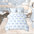 thumbnail image 1 of Manfei Kawaii Bowk Not 7-Piece Bedding Comforter Set,Cute Cartoon Bowtie King Bedding Sets,White Blue Bed Sheets For Girl,Breathable Home Decor Reversible, 1 of 8
