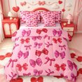 thumbnail image 1 of Manfei Kawaii Bowknot 7-Piece King Bedding,Cute Coquette Bow King Bed in a Bag,Pink Reversible, 1 of 7