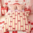 thumbnail image 1 of Manfei Kawaii Bowknot 7-Piece Twin Bedding,Cute Red Bow Bedding Comforter Set,Pink Reversible, 1 of 7