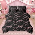 thumbnail image 1 of Manfei Kawaii Bowknot Bowtie 7-Piece Twin Bedding Sets,Cartoon Loves Pattern Bedding Comforter Set,Pink Black Sheet Sets For Girl,Breathable Home Decor Reversible, 1 of 9