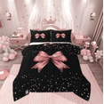 thumbnail image 1 of Manfei Kawaii Bowknot Kids Bedding Comforter Set, Cartoon Pink Ribbon Twin Comforter Sets, Glitter Sequin Print Reversible Bedding Set, Luxury Bedroom Decor, 2 Pieces, 1 of 8