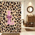 thumbnail image 1 of Manfei Kawaii Bowknot Letter L Shower Curtain 72Wx78L,Chic Cheetah Bath Curtain,Peach, 1 of 5