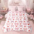 thumbnail image 1 of Manfei Kawaii Bowknot Ribbon 7-Piece Bedding Comforter Set,Red Cartoon Loves Pattern King Bedding Sets,Pink Bow Tie Bed Sheets For Girls Teens,Ultra Soft Home Decor Reversible, 1 of 8