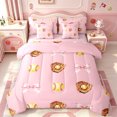 thumbnail image 1 of Manfei Kawaii Bowknot Ribbon 7pcs Queen Bedding,Softball Ball Sport Bedding Comforter Set Queen,Pink Reversible, 1 of 7