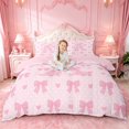 thumbnail image 1 of Manfei Kawaii Bows Duvet Cover Set For Girls,Pink Letter A Initial Lettering Bedding Full,Pink Reversible,3 Pieces(No Comforter), 1 of 6