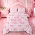 thumbnail image 1 of Manfei Kawaii Bows Full Size Comforter Sets For Girls,Pink Letter A Initial Lettering Bedding Sets,Pink Reversible,3 Pieces, 1 of 7