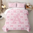 thumbnail image 1 of Manfei Kawaii Bows Twin Quilt Set For Girls,Pink Letter A Initial Lettering Twin Coverlet Set,2-Piece, 1 of 7