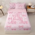 thumbnail image 1 of Manfei Kawaii Bows Zipper Twin Comforter Sets with Fitted Sheet and 2 Pillowcases For Girls,Pink Letter A Initial Lettering Zipper Bedding Set,Pink Reversible,4-Piece, 1 of 7