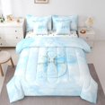 thumbnail image 1 of Manfei Kawaii Bowtie 7-Piece King Bedding,Lovely Initial S King Bed in a Bag,Blue,Polkadot Reversible, 1 of 7