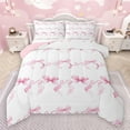 thumbnail image 1 of Manfei Kawaii Bowtie Bedding Comforter Set,Cute Bowknot Ribbon Twin Comforter Sets,Pink White Bow Bedding Set For Girls Teens,Breathable Home Decor Reversible,2-Piece, 1 of 8