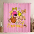thumbnail image 1 of Manfei Kawaii Bowtie Curtains and Drapes Pack of 2 (52x63 Each),Softball Sport Themed Black Out Curtains, 1 of 6