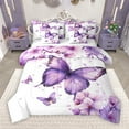 thumbnail image 1 of Manfei Kawaii Butterflies 7-Piece Twin Bedding Sets,Rustic Flower Bedding Comforter Set,White Purple Sheet Sets For Teens Girls,Uper Cozy Room Decor Reversible, 1 of 9