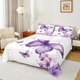 thumbnail image 1 of Manfei Kawaii Butterflies Twin Sheet Sets,Rustic Flower Twin Fitted Sheet,White Purple Flat Sheet For Teens Girls,Uper Cozy Room Decor,3-Piece, 1 of 7