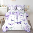 thumbnail image 1 of Manfei Kawaii Butterfly 7pcs Bedding Comforter Set,Purple Rustic Lavender Queen Bedding Sets,Country Flower Floral Queen Sheet Sets For Girls Teens,Ultra Soft Home Decor, 1 of 8