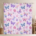 thumbnail image 1 of Manfei Kawaii Butterfly Animal Blackout Curtains Set of 2 (52x84 Each), Girly Pink Groovy Window Curtains, Romantic Floral Curtains and Drapes, Living Room Curtains Decor, 1 of 6