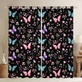 thumbnail image 1 of Manfei Kawaii Butterfly Black Out Curtains,Cute Rustic Flower Curtains Pack of 2 (42x63 Each),Pink Blue Black Bedroom Curtains For Girls Teens,Luxury Bedroom Decor, 1 of 6