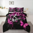 thumbnail image 1 of Manfei Kawaii Butterfly Queen Size,Halloween Skeleton Sets,Gpthic Theme Bedding Comforter Set For Girls Teens,Ultra Soft Home Decor Reversible,3 Pieces, 1 of 7