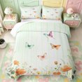 thumbnail image 1 of Manfei Kawaii Butterfly Quilt King,Floral Stripe King Coverlet Set,3 Pieces,1 Bedspread and 2 Pillowcases, 1 of 7